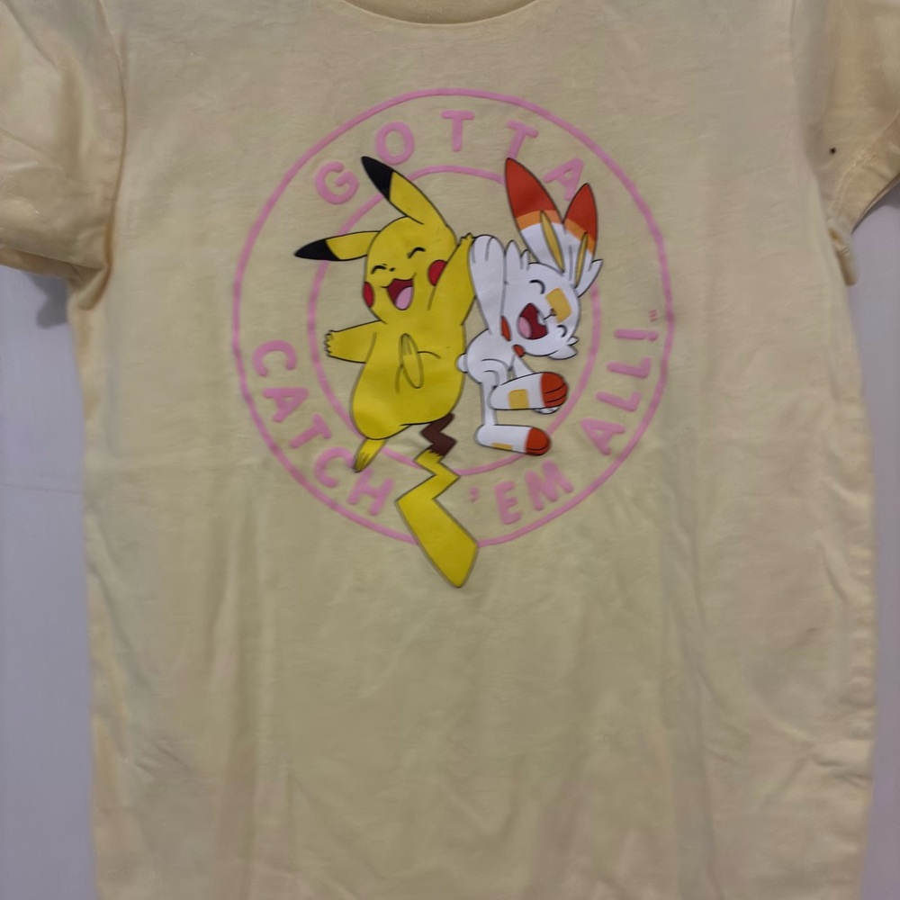 Pokemon Kids Tee - Pale Yellow with Pink & Yellow Graphic